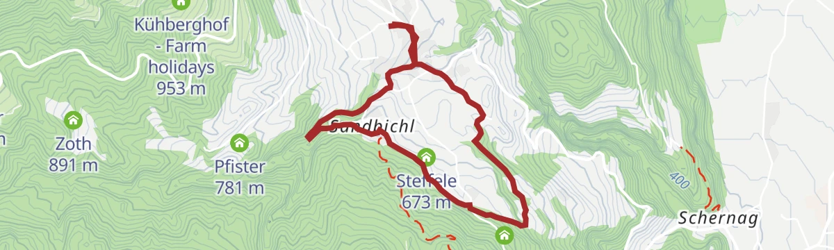 Route map: Sul sentiero del torrente fino al Castello Wehrburg a Prissiano